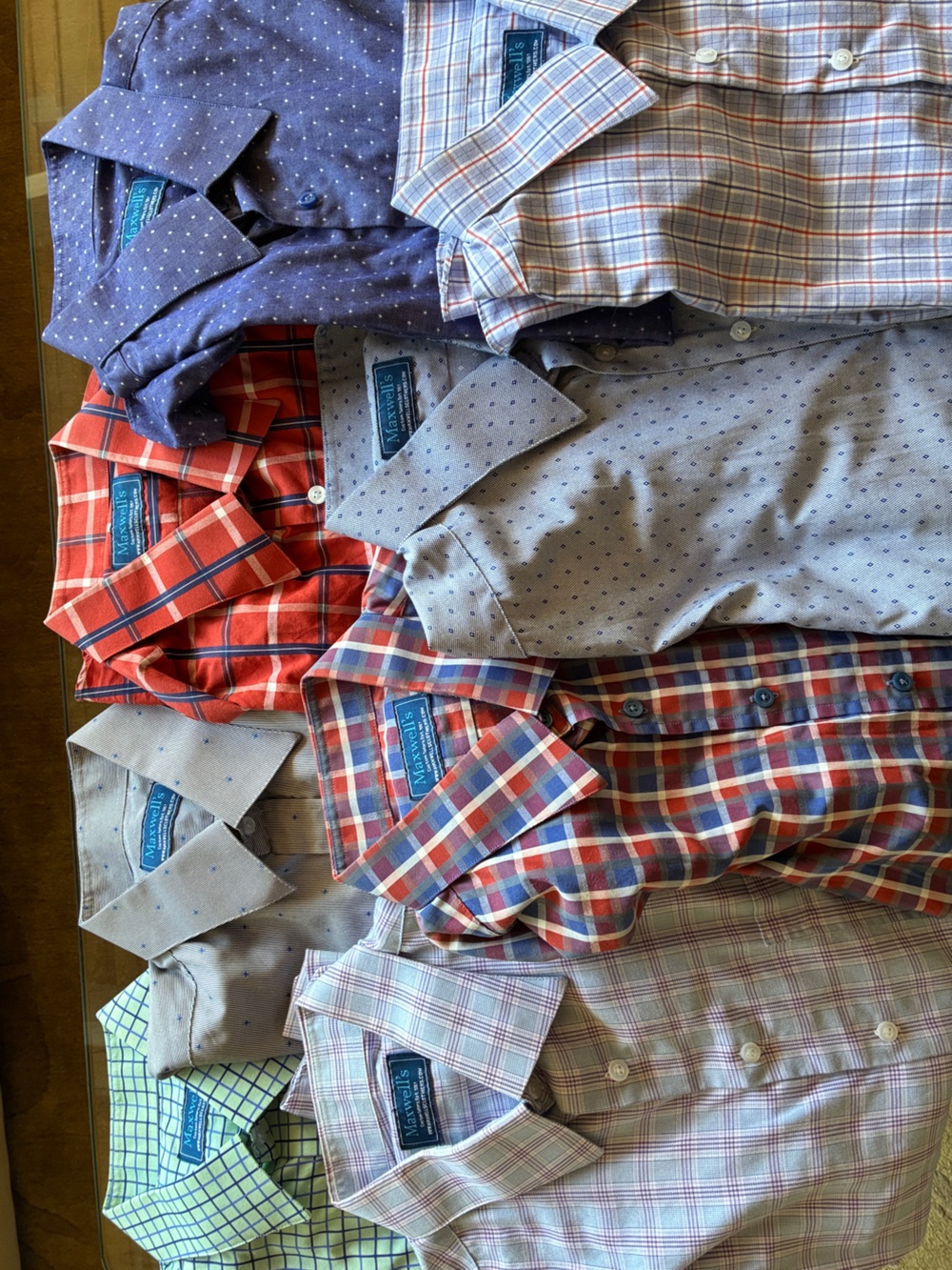 Multi-Pack (8) Casual Button-Down Shirts in Red, Blue, Gray, Green, etc.
